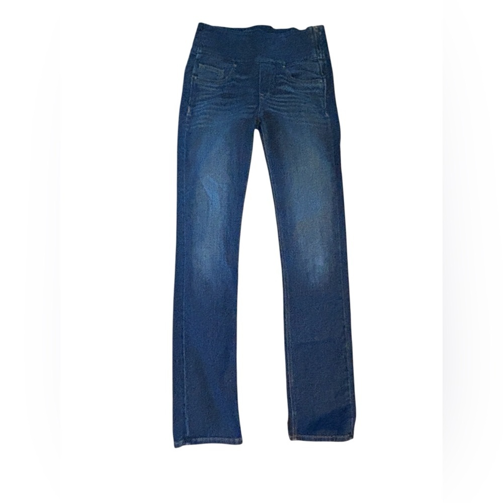 Spanx The Signature Straight Jeans Sz 8 Dark Wash High Waisted 4 Way Stretch